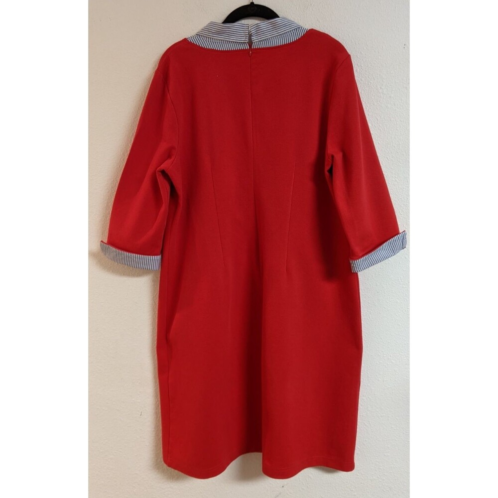 NEW~Women's TALBOTS Red Pique Cotton Layered Look Collared Shirt Dress Size 1X - Picture 9 of 16